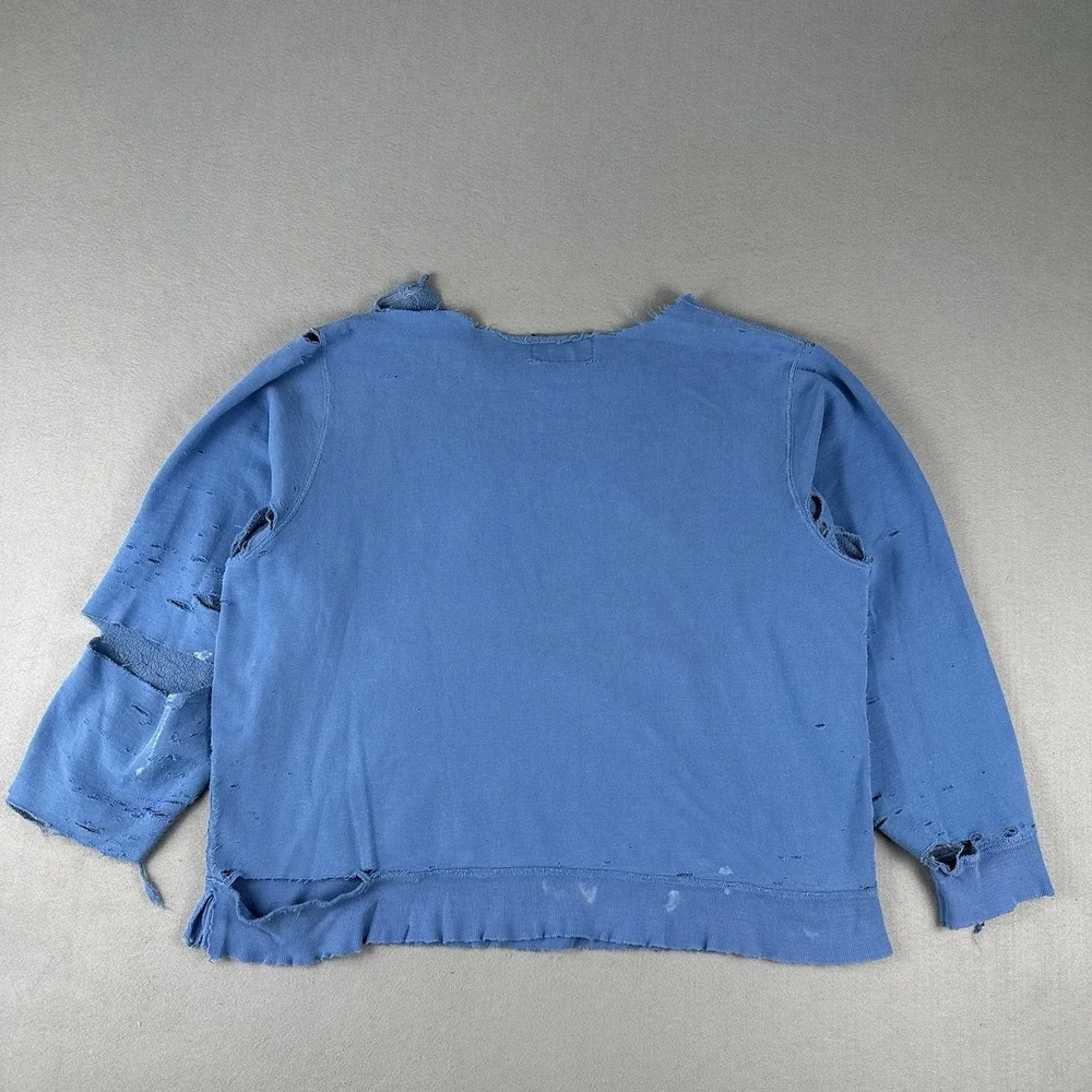 Vintage 90s Abercrombie Fitch Sweatshirt 2XL‎ Blue Distressed Thrashed Crew Neck